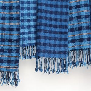 Indigo Dyed Cotton Scarf – Plaid